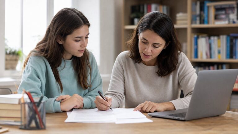 Burnaby student and tutor reviewing an essay draft together
