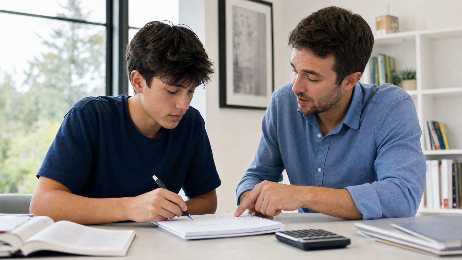Burnaby student and math tutor working through equations together at a desk