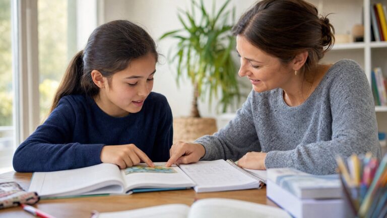 Coquitlam French Immersion student and tutor reading together in French