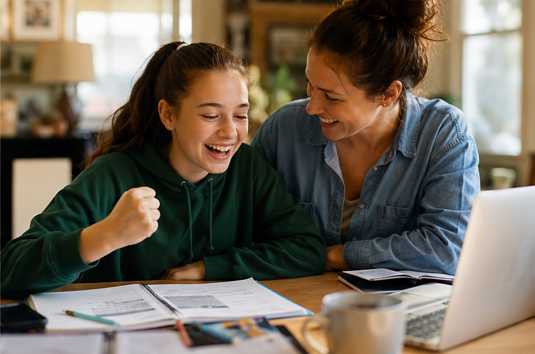 A teacher building a student's confidence after solving a hard problem