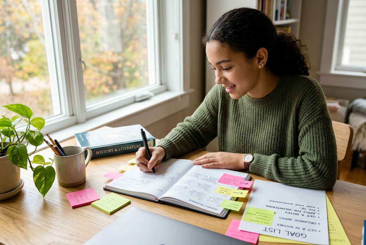 High school student planning academic goals and next steps