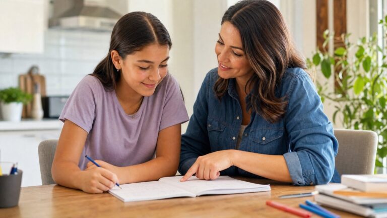 Surrey student getting one-on-one math help from a tutor at a table