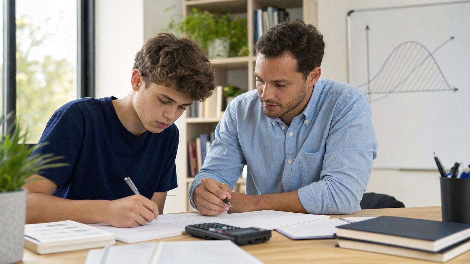 A high school student and tutor working through an AP Calculus problem in Vancouver